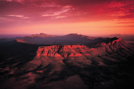Sunset over a canyon